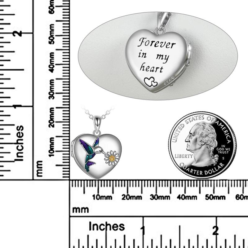 Hummingbird Locket Necklace Gifts for Women Sterling Silver - Minihomy