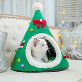 Autumn And Winter Warm Cat Nest Christmas Hat Shape Sponge - Minihomy