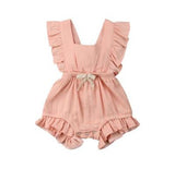 Lotus leaf lace sleeve bow baby dress - Minihomy