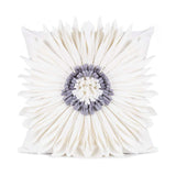 Modern Style White Throw Pillows Velvet Stitching 3D Chrysanthemum Cushion Waist Pillow Blue Cushion Case - Minihomy