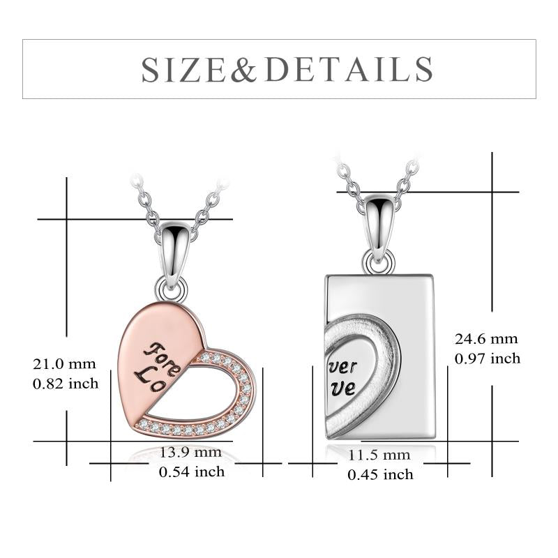 Sterling Silver Couples Matching Necklace Heart Puzzle Pendant Jewelry