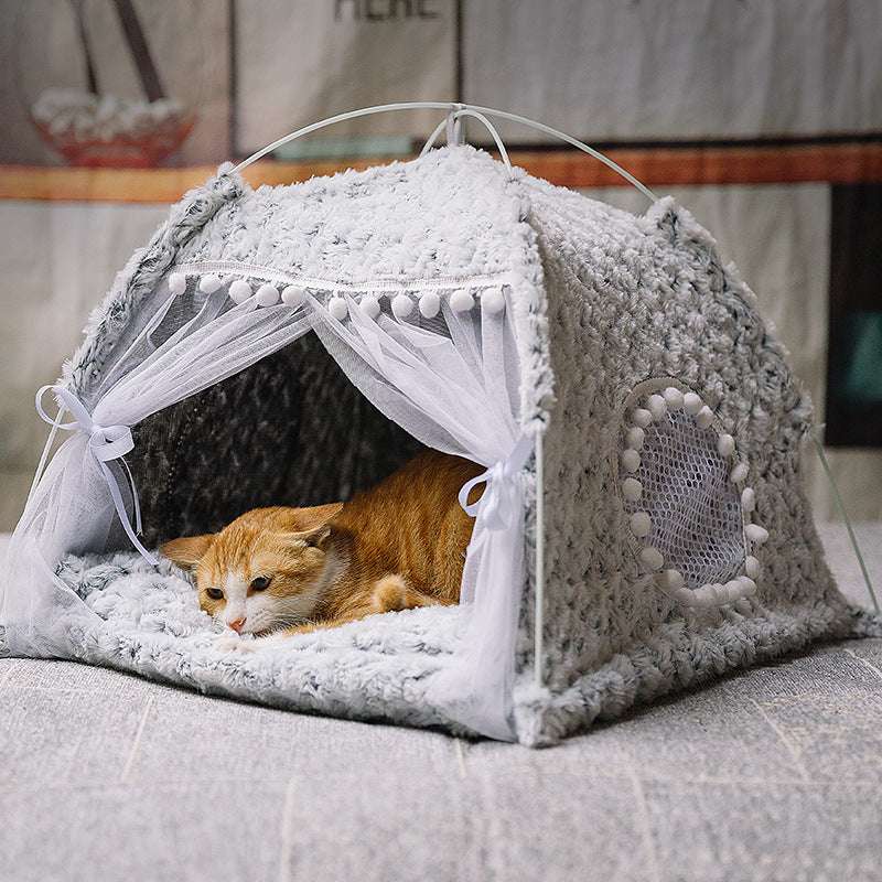 Beds Cute Cat Houses Home Cushion Pet Kennel Products - Minihomy