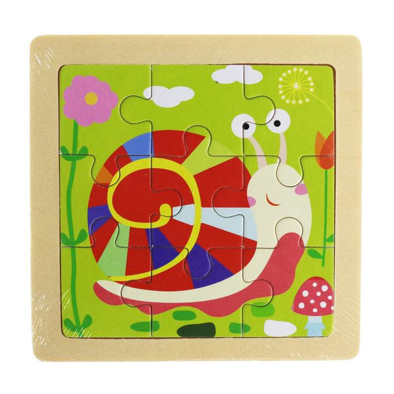 Kids Wooden Toys Vehicle Animal Jigsaw Puzzle Baby Early Learning - Minihomy