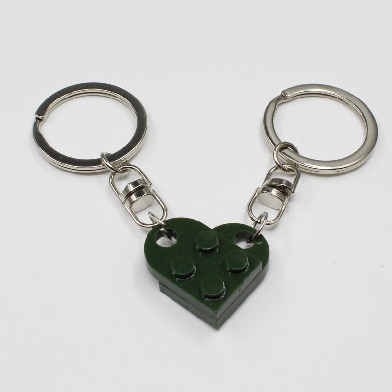 Heart Key Chain Valentines Day Gift Blocks Can Split Key Link Couples - Minihomy