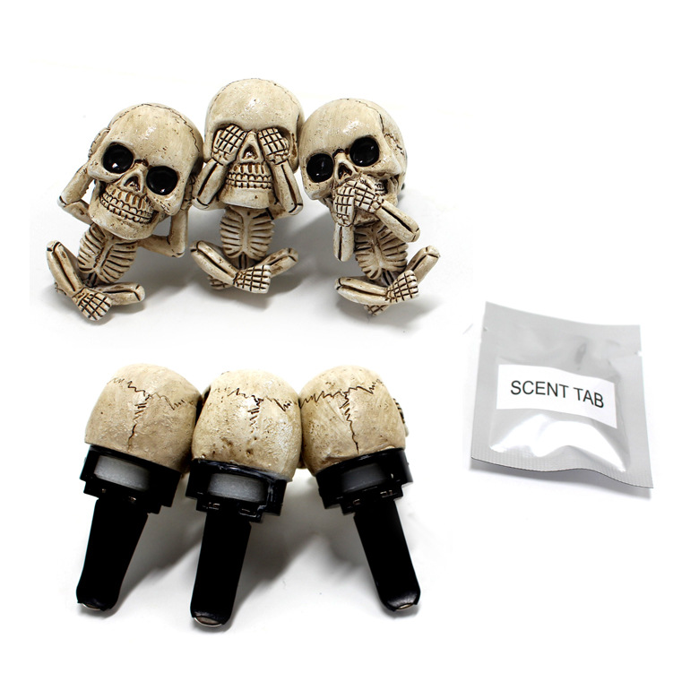 Skull Car Ornaments Air Outlet Ghost Head Three-piece Interior Pendant Decoration