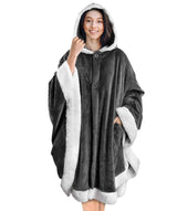 Flannel Double Pocket Soft Plush Cloak - Minihomy