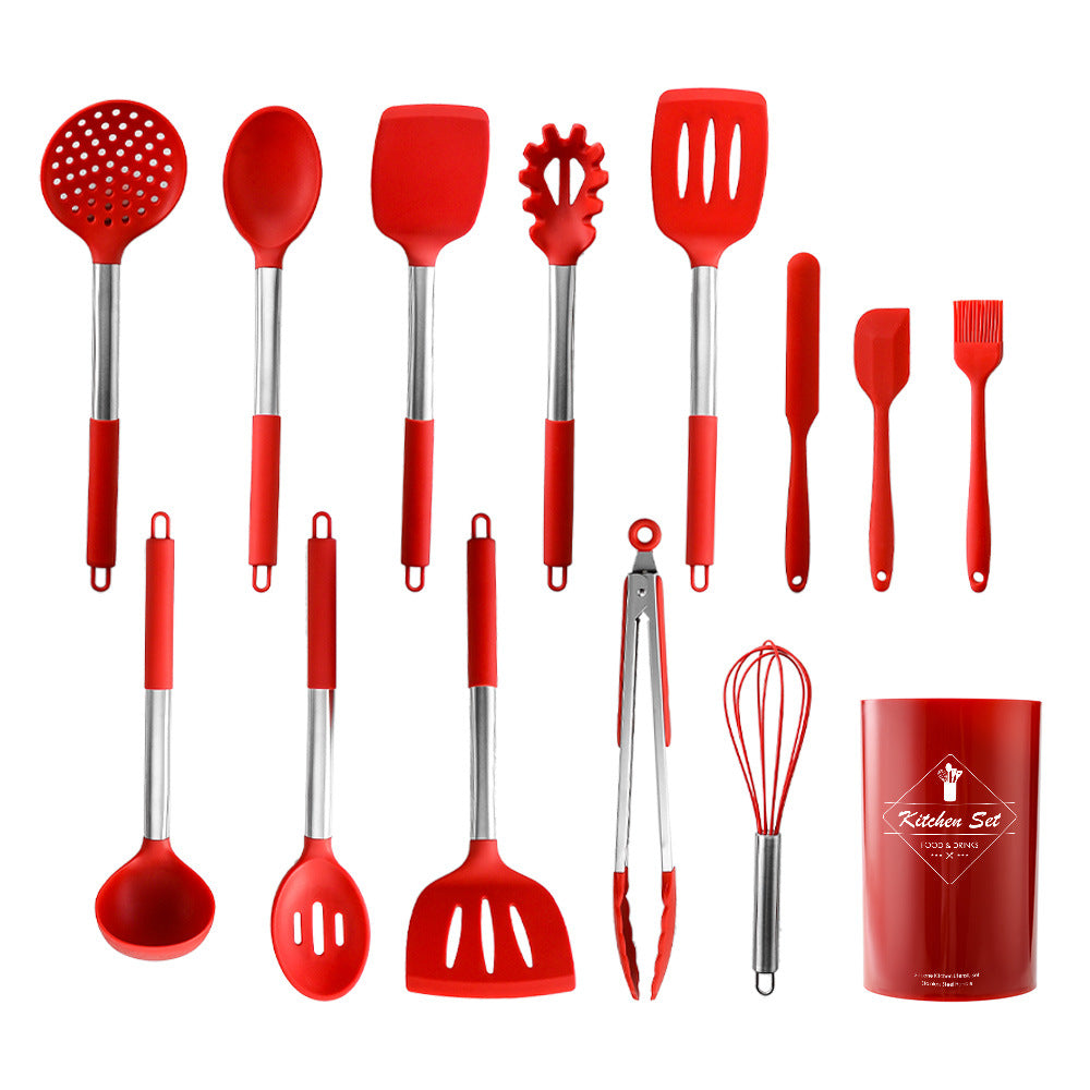 Silicone Kitchenware Set With Stainless Steel Tube Handle