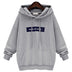 Loose Word Student Hooded Plus Fleece Sweater - Minihomy