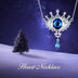 s925 Sterling Silver Evil Eye Delicate Eye with Blue Crystal Pendant Necklace