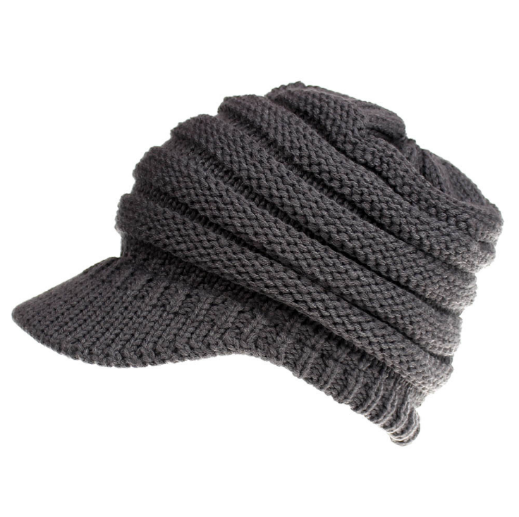 Knitted Baseball Cap Messy Bun Beanie Women Ponytail Beanies Autumn Winter Hats Female Soft Knitting Caps Warm Ladies Skullies - Minihomy