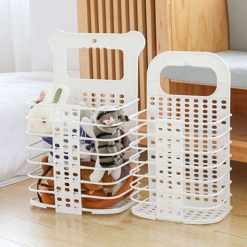 Foldable Laundry Storage Basket With Handle Dirty Cloth Toy Standing Organizer Basket - Minihomy