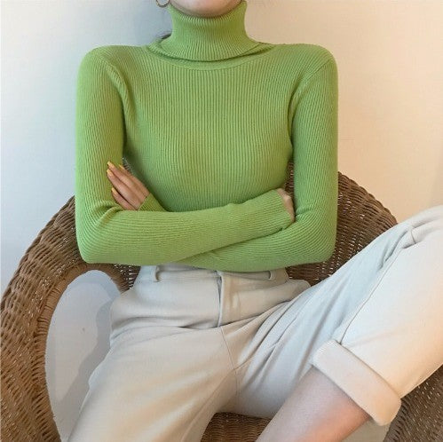 High Collar Warm Long Sleeve Sweater Women - Minihomy