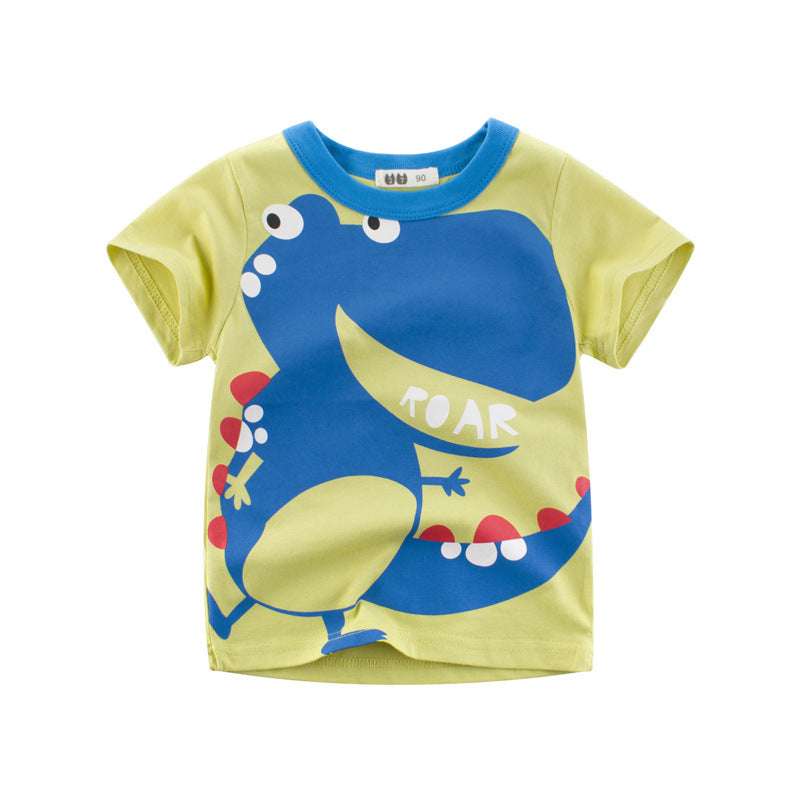 Children's Top Cartoon T-Shirt with Round Neck and Short Sleeve - Minihomy