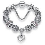 Silver Crystal Charm Bracelet for Women