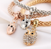 3 Pieces Set Crystal Bead Bracelet for Women Decorated with Crystal Owl Charm - Minihomy