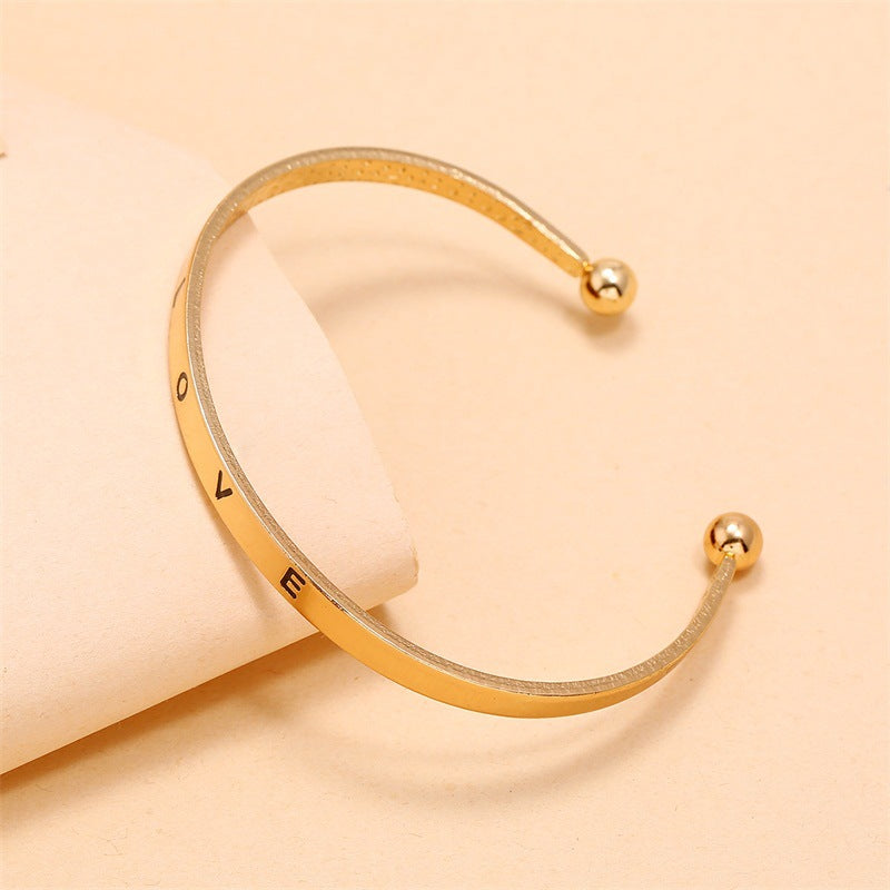 Alloy Opening Love Bracelet Women - Minihomy