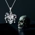 Sterling Silver Retro Gothic Skull Necklace Clown Hat Halloween Necklace for Women Man