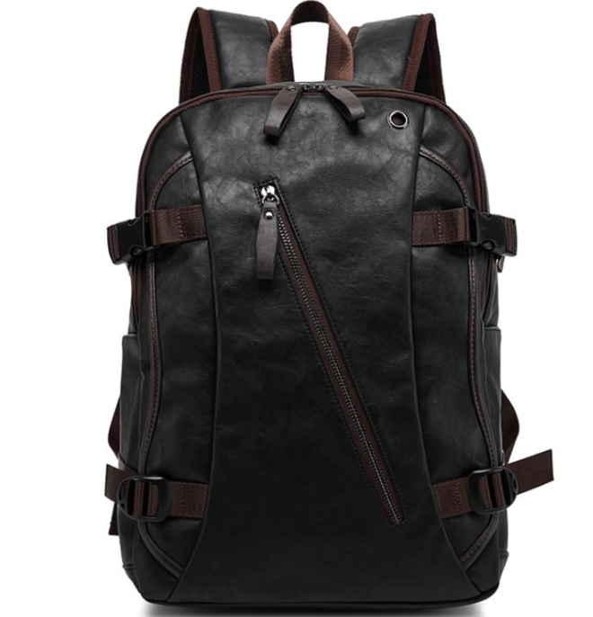 Men's Backpack Leather Middle School Bag Men's Bag - Minihomy