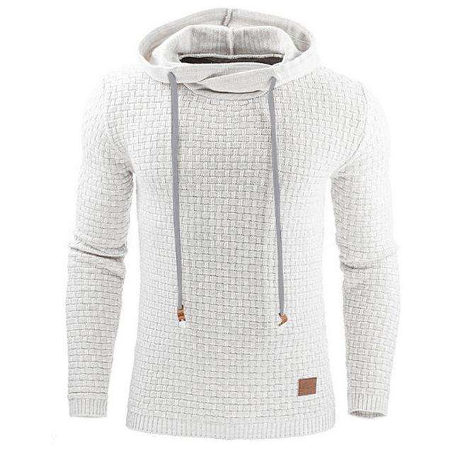 Men's Jacquard Sweater Long-sleeved Hoodie Warm Color Hooded Sweatshirt - Minihomy