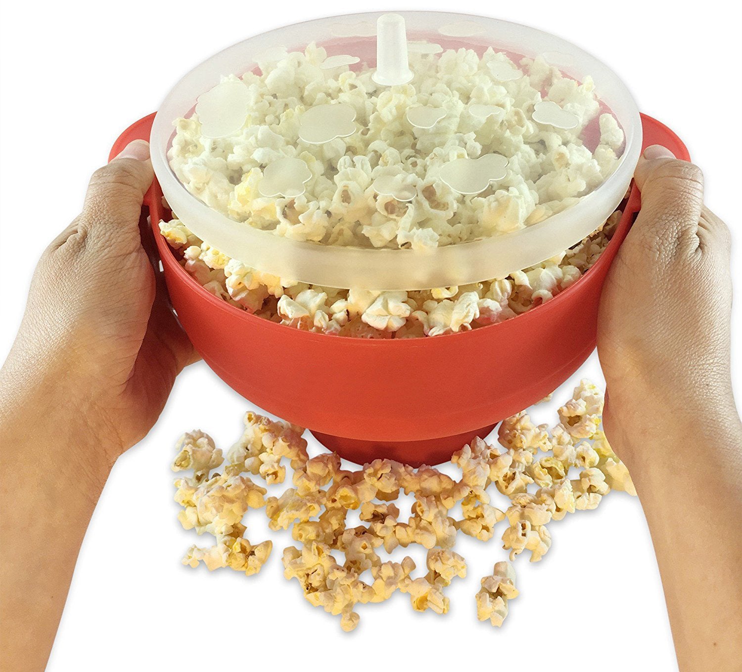 Silicone popcorn bowl with handle