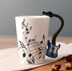 Coffee cup with music notes in the form of saxophone handle ceramic porcelain cup of tea milk method - Minihomy