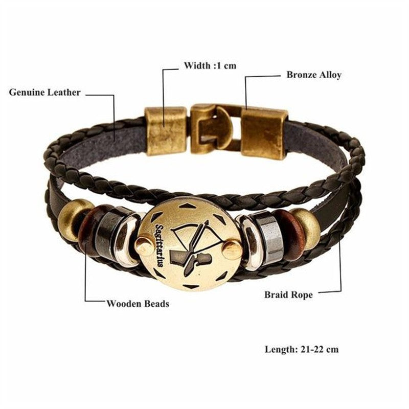 Twelve Constellation Cowhide Bracelet