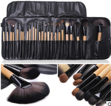 Manufacturer 24 Makeup Brushes 24 Wood Color Makeup Brushes 24 Horse Hair Sets Send Brush Pack Makeup Tools - Minihomy