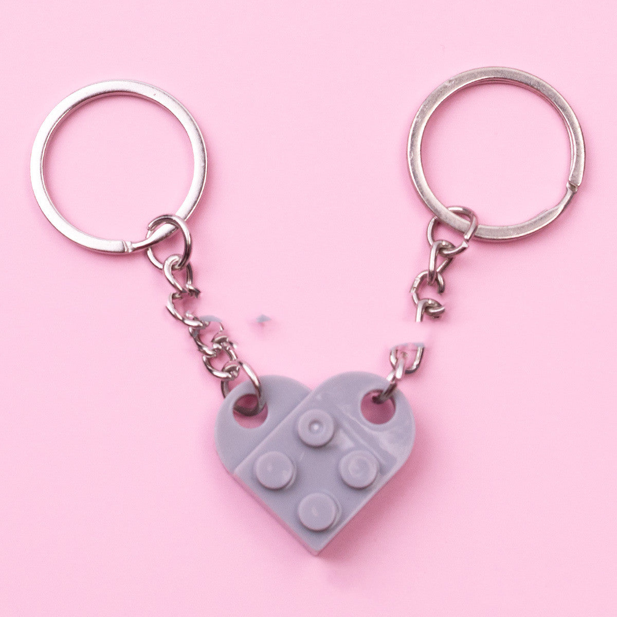 Heart Key Chain Valentines Day Gift Blocks Can Split Key Link Couples - Minihomy