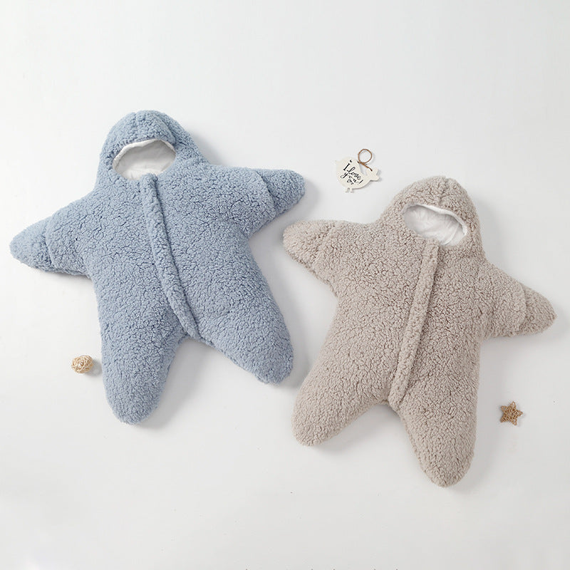 Newborn Baby Starfish Sleeping Bag - Lamb Velvet, Thick Cotton, Perfect for Winter Outings - Male and Female Babies - Minihomy