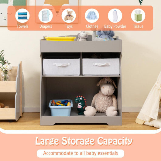 Baby Changing Table with 2 Drawers and Large Storage Bin-Gray - Color: Gray - Minihomy