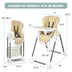 Foldable Baby High Chair with Double Removable Trays and Book Holder-Beige - Color: Beige - Minihomy