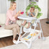 Baby Convertible Folding Adjustable High Chair with Wheel Tray Storage Basket-Beige - Color: Beige - Minihomy