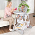 Baby Convertible Folding Adjustable High Chair with Wheel Tray Storage Basket-Gray - Color: Gray - Minihomy