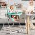 Baby High Chair Foldable Feeding Chair with 4 Lockable Wheels-Green - Color: Green - Minihomy