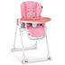 Baby High Chair Foldable Feeding Chair with 4 Lockable Wheels-Pink - Color: Pink - Minihomy