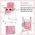 Baby High Chair Foldable Feeding Chair with 4 Lockable Wheels-Pink - Color: Pink - Minihomy