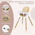 4-in-1 Convertible Baby High Chair Infant Feeding Chair with Adjustable Tray-Beige - Color: Beige - Minihomy