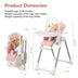 4-in-1 Foldable Baby High Chair with 7 Adjustable Heights and Free Toys Bar-Pink - Color: Pink - Minihomy