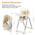 4-in-1 Foldable Baby High Chair with 7 Adjustable Heights and Free Toys Bar-Yellow - Color: Yellow - Minihomy