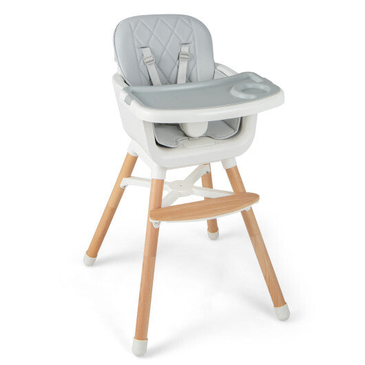 6-in-1 Convertible Baby High Chair with Adjustable Legs-Gray - Color: Gray - Minihomy