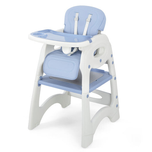 6-in-1 Baby High Chair with Removable Double Tray-Blue - Color: Blue - Minihomy