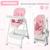 Convertible Infant Dining Chair with 5 Backrest and 3 Footrest Positions-Pink - Color: Pink - Minihomy