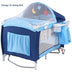 Foldable Baby Crib Playpen with Mosquito Net and Bag-Blue - Color: Blue - Minihomy