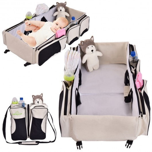 3 in 1 Portable Infant Bassinet Diaper Bag Beige - Minihomy