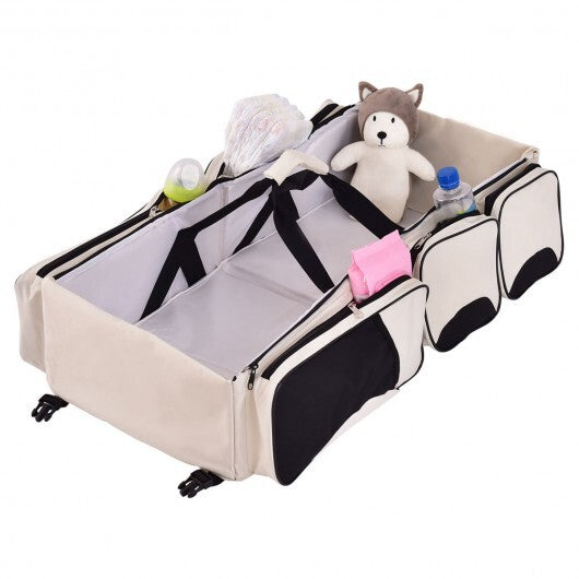 3 in 1 Portable Infant Bassinet Diaper Bag Beige - Color: Beige - Minihomy