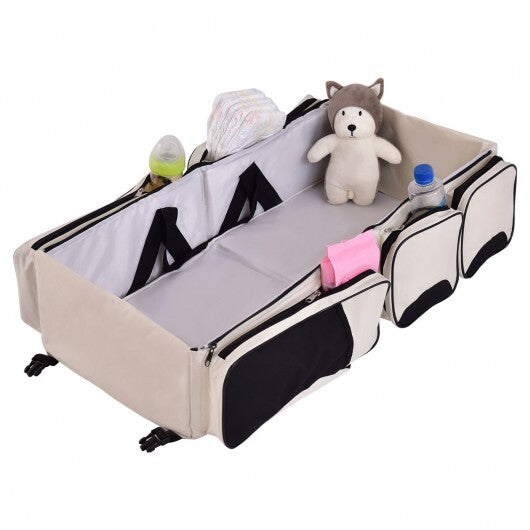 3 in 1 Portable Infant Bassinet Diaper Bag Beige - Color: Beige - Minihomy