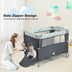 5-in-1  Portable Baby Beside Sleeper Bassinet Crib Playard with Diaper Changer-Gray - Color: Gray - Minihomy