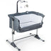 Height Adjustable Baby Side Crib  with Music Box & Toys-Dark Gray - Color: Dark Gray - Minihomy