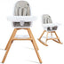 3-in-1 Convertible Wooden Baby High Chair-Gray - Color: Gray - Minihomy