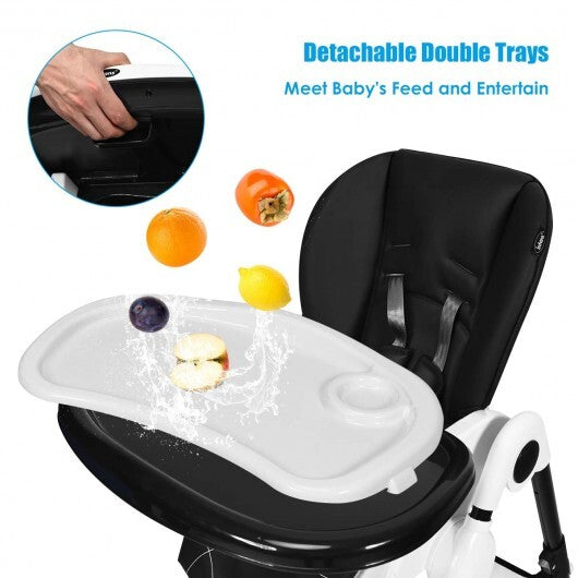 A-Shaped High Chair with 4 Lockable Wheels-Black - Color: Black - Minihomy